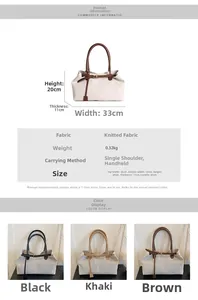 Detaillierte Größentabelle für Vintage-Stofftasche mit Maßen und Materialangaben