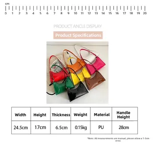 Paramètres de taille détaillés et affichage multicolore du sac baguette minimaliste