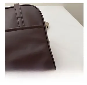 THE DETAILS SHOW dark brown vintage tote bag with high quality faux leather and side stitching