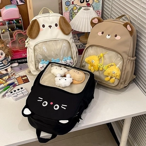 Japanese style animal themed cartoon ita-bags with transparent windows in three colors