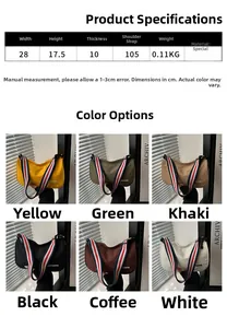 Tabella taglie con dimensioni e colori per la borsa a tracolla leggera in nylon