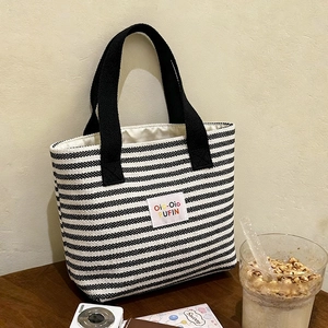Women's Striped Genuine Leather Shoulder Bag Large Capacity Casual Tote Bag With Letter Patch For Commuting Daily Use