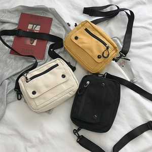 Women Canvas Crossbody Bag Functional Multi Pocket Shoulder Bag Adjustable Strap Casual Daily Messenger Bag Student Handbag