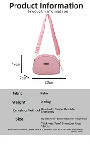 Borsa a tracolla rosa in nylon a forma di conchiglia con tracolla regolabile e design leggero