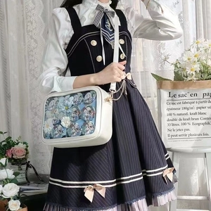 Sac Ita japonais blanc style JK avec grande fenêtre transparente et bandoulière réglable