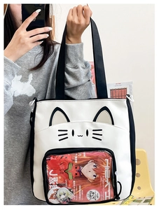 Cat Ita Bag Tote mit transparentem Fenster und Katzenohren für Anime-Pins-Präsentation