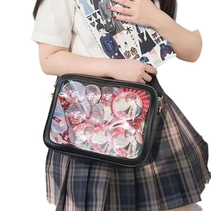 Sac Ita noir style JK japonais avec fenêtre PVC transparente pour badges d'anime