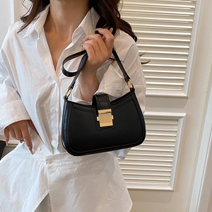 Borsa Sottobraccio in Pelle PU Moda Donna Minimalista Tinta Unita Tracolla Elegante Borsa a Sella Con Fibbia Dorata per Ragazze