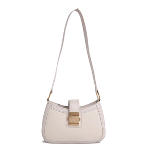 Borsa a spalla chic in ecopelle bianca con elegante fibbia dorata per donna moderna