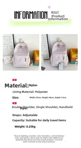 Spécifications de taille détaillées du sac à dos chat en nylon blanc avec dimensions en cm