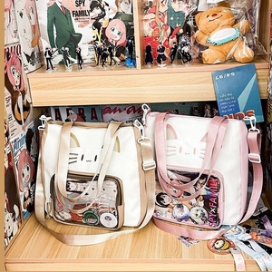 Süße Katzendesign Ita Bag mit Sichtfenster und Stickerei für Anime-Zubehör