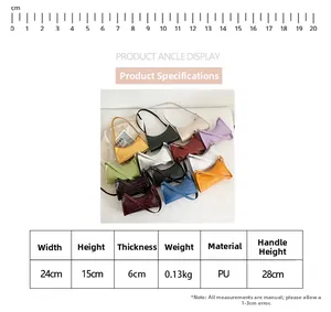 Detailed size chart for the mini crocodile pattern PU leather shoulder bag with dimensions