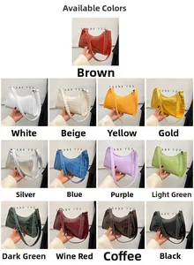 Detail grid showing various colors of crocodile pattern faux leather underarm bags