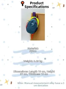 Waterproof nylon backpack size 19x37x13cm weighing 0.29kg with contrast color details