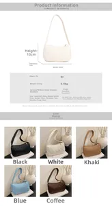 Detailed size chart for French mini shoulder bag with measurements and PU material specs