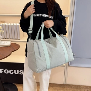 Large capacity mint nylon travel bag with crossbody strap for sports and gym use