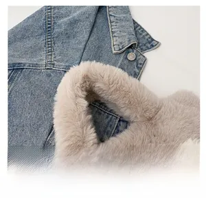 Detail shot of plush faux fur handle in light brown and cream white on a tote bag