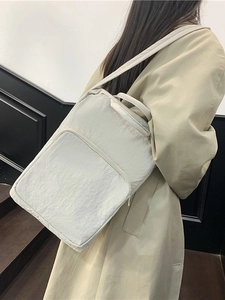 Zaino minimalista in tessuto Oxford crema con grande capacità per pendolari e studenti