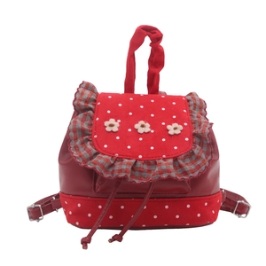 Mini sac à dos patchwork à fleurs avec pois rouges et petites fleurs décoratives