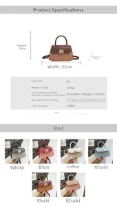 Guide des tailles et options de couleurs pour sac bandoulière en similicuir tissé chic