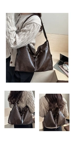 Detail showing versatile adjustable straps of a dark brown vintage tote bag and backpack