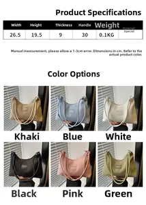 Détails techniques et options de couleurs pour le grand sac à bandoulière plissé