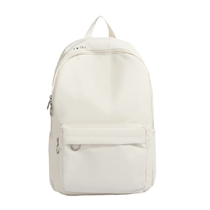 Minimalist beige canvas backpack for students with simple icons and large capacity