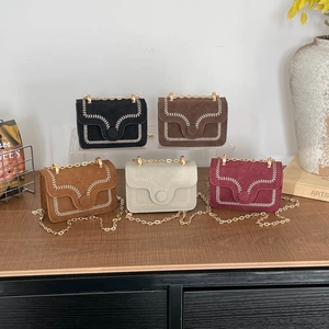 Bolso Bandolera Cuadrado Pequeño de Estilo Francés para Mujer 2025 Invierno Nueva Moda Línea de Bordado Cadena Bolso de Hombro de Cuero PU Mini Bolso de Mano