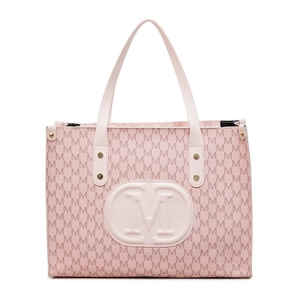 Pink tote bag with letter M prints, large capacity shoulder bag for women office commuting