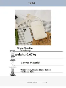 Detailed size parameters for the cream nylon crossbody phone bag: 13cm x 20cm x 4cm