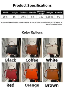 Detaillierte Größenangaben und verfügbare Farben für diese Vintage Damen Umhängetasche