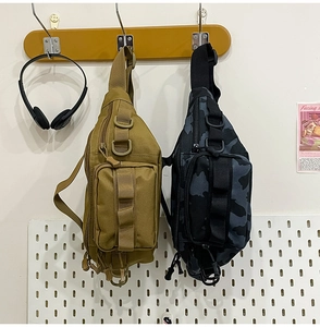 Tactical nylon crossbody bags with functional D-rings and Molle webbing detail