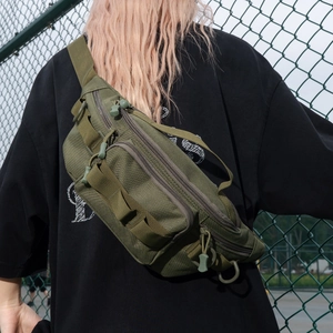 Tactical army green crossbody bag with multi-pocket military design and durable nylon