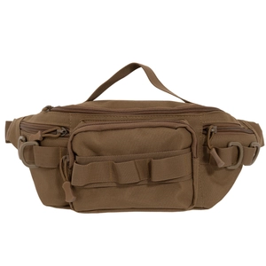 Tactical outdoor waist bag in coyote brown with multiple functional zipper compartments
