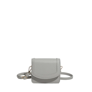 Chic grey small square crossbody bag with lychee texture leather and gold hardware