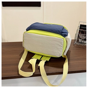 Detail of multi-color travel backpack with durable waterproof nylon and wide base