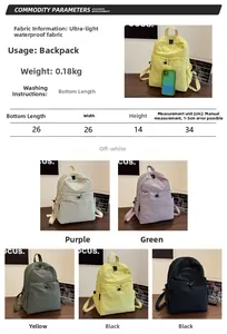 Detailed size guide and specifications for this lightweight waterproof nylon backpack