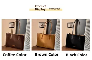 Detailed comparison of coffee, brown and black leather tote bags with Fashion logo