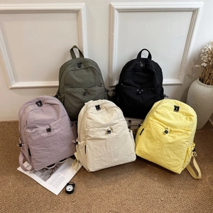 Lightweight Nylon Casual Backpack For Women Men Water Resistant School Bag Travel Daypack With Drawstring Pocket