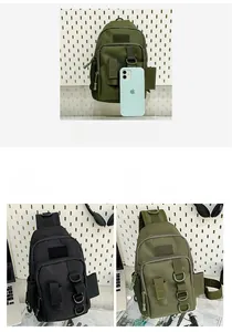 Tactical nylon shoulder bag shown with smartphone for compact size comparison and utility