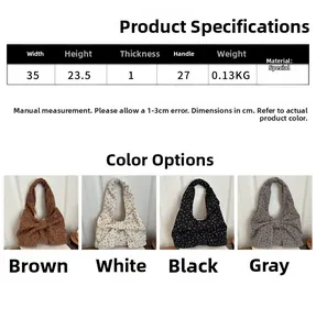 Detailed size specifications and four color options for the corduroy bow tote bag