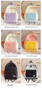 Polka dot school backpacks collection in six pastel colors for students and travel