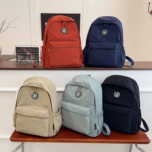 Nylon Minimalist Backpack For Women Solid Color Waterproof Student School Bag Large Capacity Casual Travel Daypack