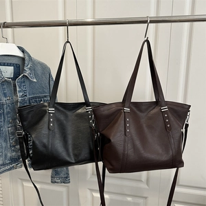 Damen Große Kapazität Leinen Tragetasche Mode Casual Sternnieten Umhängetasche Pendeln Einfarbig Koreanische Handtasche