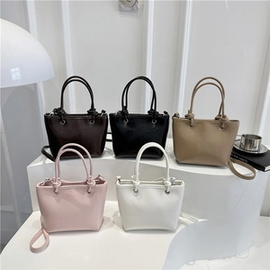 Women's Fashion Simple Large Capacity Shoulder Bag Solid Color Casual Crossbody Tote Handbag With Knot Handle Detail