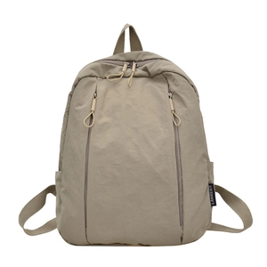 Minimalist solid color nylon backpack with large capacity and multi-pocket design
