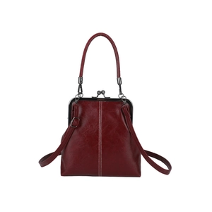Sac à main vintage rouge vin foncé avec bandoulière réglable et poignée supérieure