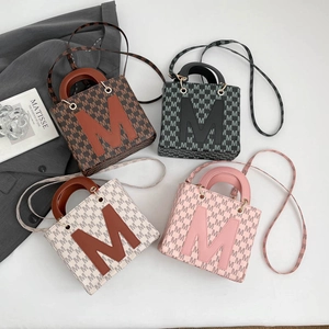 Vintage M Monogram Shoulder Bag Women Synthetic Leather Tote Bag Urban Minimalist Crossbody Square Handbag Daily Commute