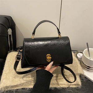 Women Retro Synthetic Leather Shoulder Bag Minimalist Lock Square Crossbody Bag Small Handbag Chic Fashion Commute Purse
