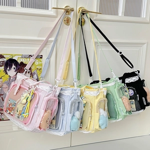 Ita-Bag im japanischen Stil in fünf Farben mit transparentem PVC-Fenster und Spitze